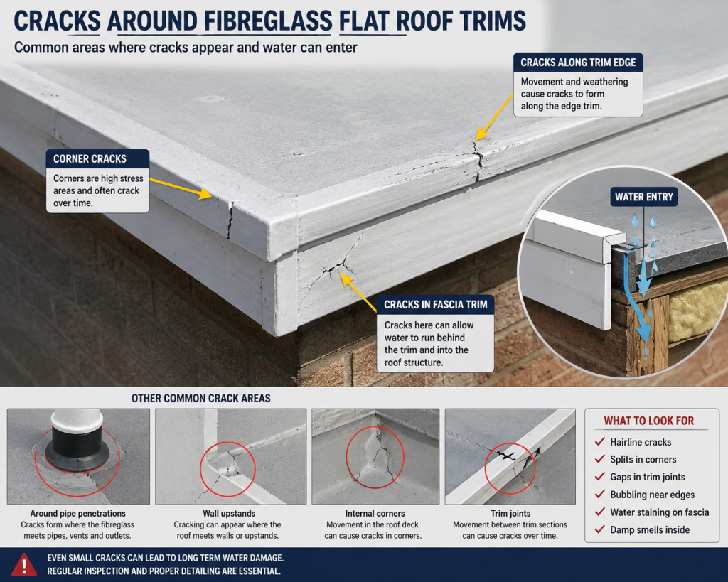 Fibreglass flat roof trims
