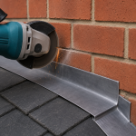 Cutting a chase for lead flashing