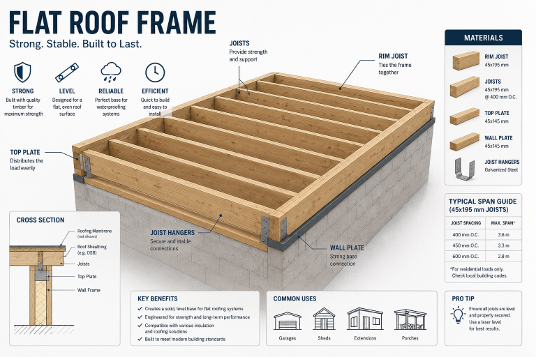 Flat roof frame